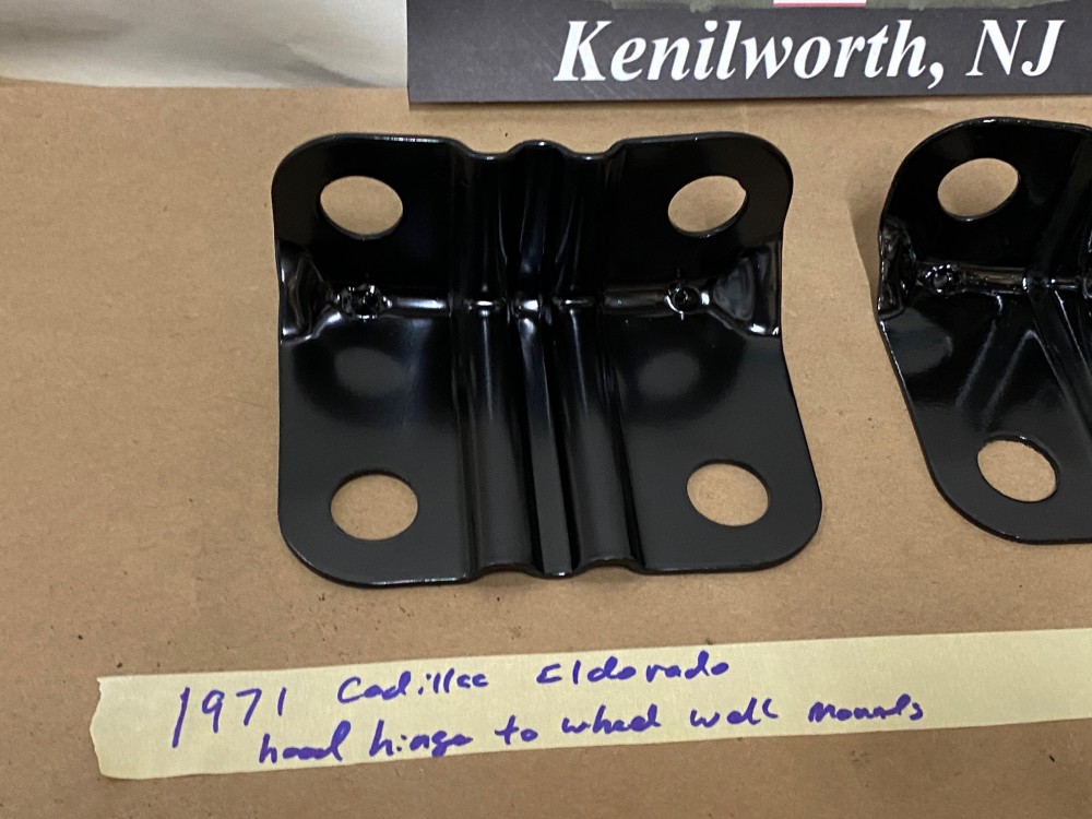 OEM 1971 1972 1973 1974 Cadillac Eldorado HOOD HINGE TO WHEEL WELL MOUNTING BRACKETS - PAIR #1494988 - Image 10