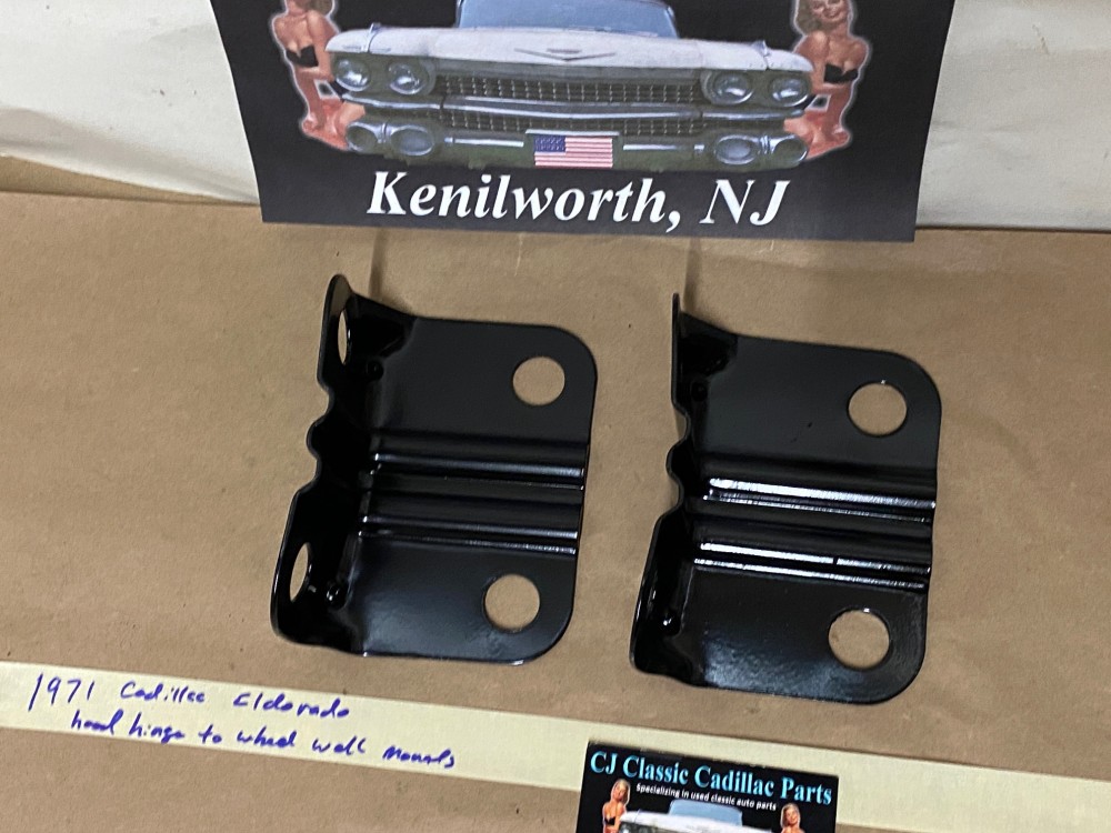 OEM 1971 1972 1973 1974 Cadillac Eldorado HOOD HINGE TO WHEEL WELL MOUNTING BRACKETS - PAIR #1494988 - Image 5