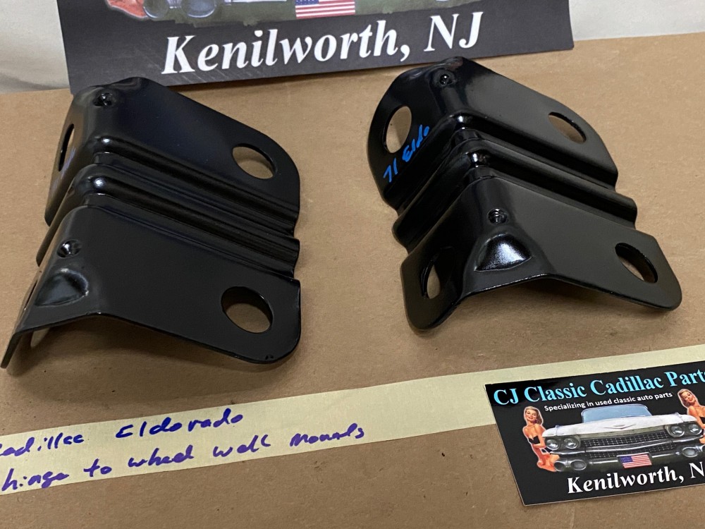 OEM 1971 1972 1973 1974 Cadillac Eldorado HOOD HINGE TO WHEEL WELL MOUNTING BRACKETS - PAIR #1494988 - Image 17
