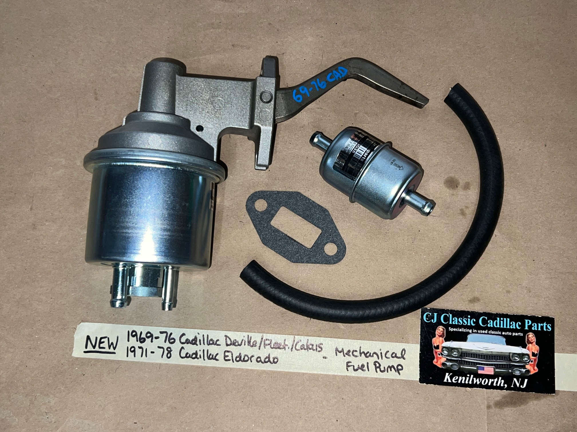 NEW 1969 1970 1971 1972 1973 1974 1975 1976 CADILLAC DEVILLE FLEETWOOD CALAIS COMMERCIAL CHASSIS 1969 1970 1971 1972 1973 1974 1975 1976 1977 1978 ELDORADO MECHANICAL FUEL PUMP WITH METAL INLINE FUEL FILTER - Image 2