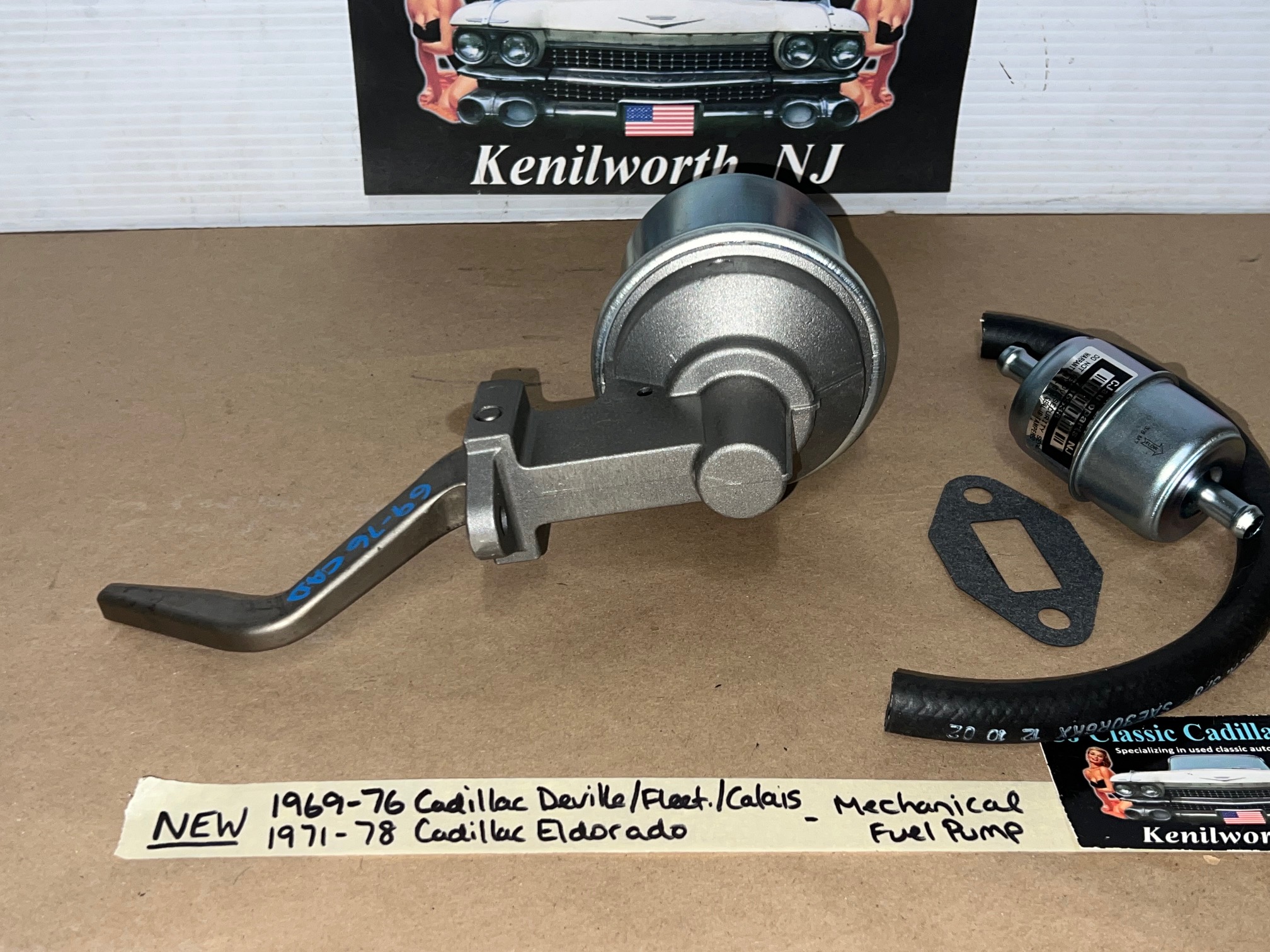 NEW 1969 1970 1971 1972 1973 1974 1975 1976 CADILLAC DEVILLE FLEETWOOD CALAIS COMMERCIAL CHASSIS 1969 1970 1971 1972 1973 1974 1975 1976 1977 1978 ELDORADO MECHANICAL FUEL PUMP WITH METAL INLINE FUEL FILTER - Image 4