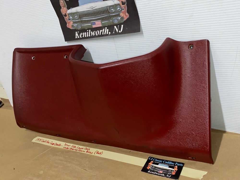 OEM 1974 1975 1976 Cadillac Deville Fleetwood Calais 1974 1975 1976 1977 1978 Eldorado LEFT DASH LOWER UNDER STEERING COLUMN BEZEL TRIM RED #3516124 - Image 2