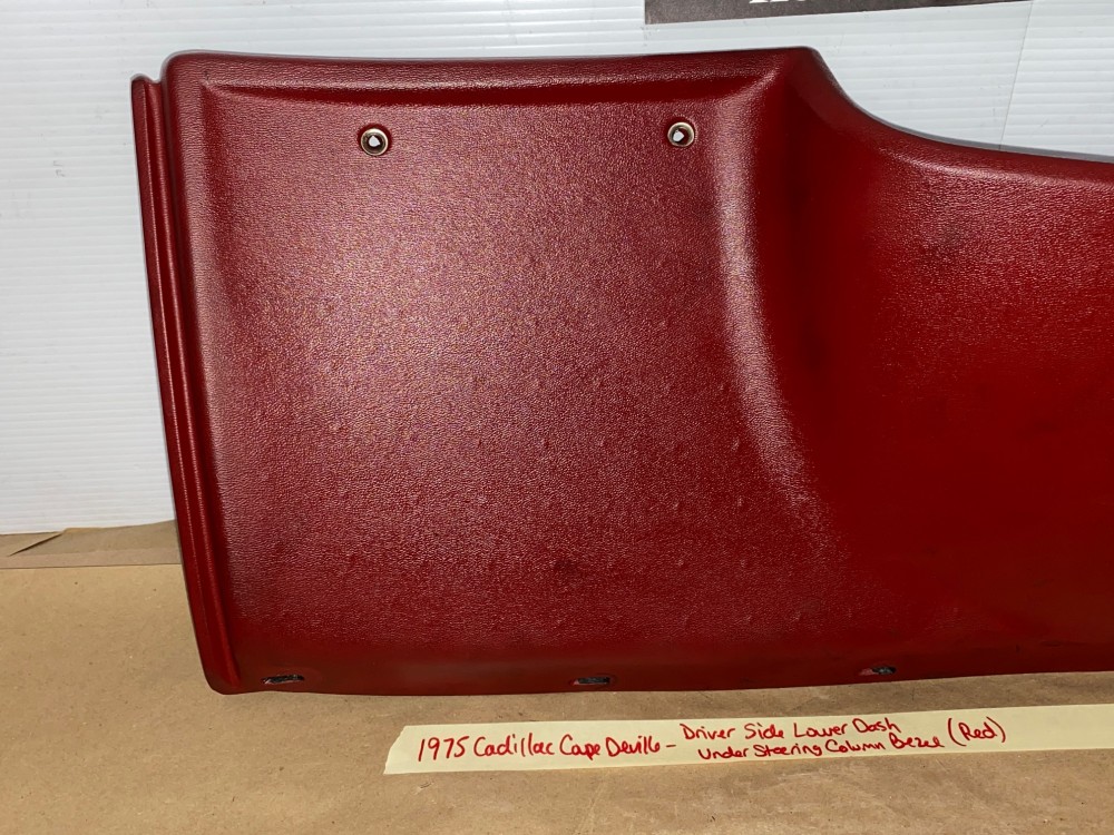 OEM 1974 1975 1976 Cadillac Deville Fleetwood Calais 1974 1975 1976 1977 1978 Eldorado LEFT DASH LOWER UNDER STEERING COLUMN BEZEL TRIM RED #3516124 - Image 4