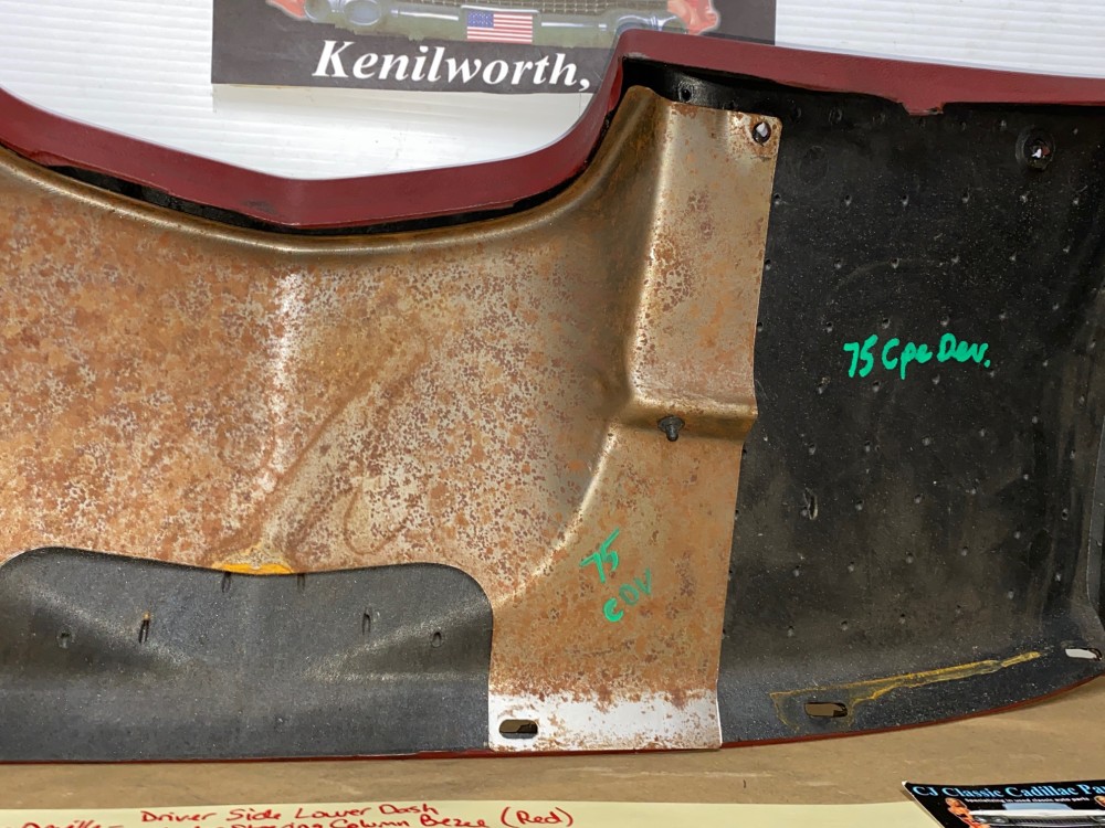 OEM 1974 1975 1976 Cadillac Deville Fleetwood Calais 1974 1975 1976 1977 1978 Eldorado LEFT DASH LOWER UNDER STEERING COLUMN BEZEL TRIM RED #3516124 - Image 13