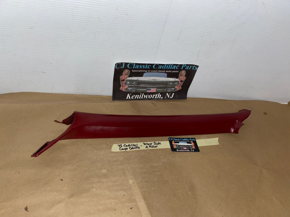 OEM 1971 1972 1973 1974 1975 1976 Cadillac Coupe Deville Eldorado Calais LEFT INTERIOR FRONT WINDSHIELD A PILLAR TRIM MOLDING RED - Image 2