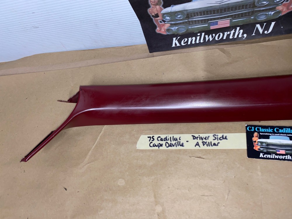 OEM 1971 1972 1973 1974 1975 1976 Cadillac Coupe Deville Eldorado Calais LEFT INTERIOR FRONT WINDSHIELD A PILLAR TRIM MOLDING RED - Image 3