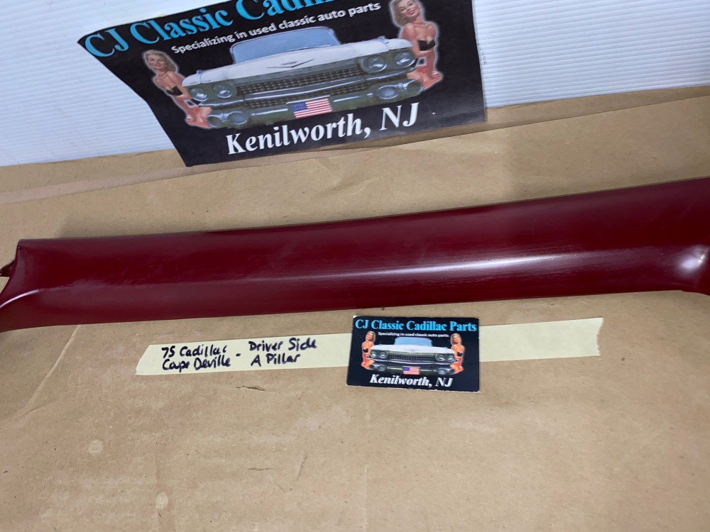 OEM 1971 1972 1973 1974 1975 1976 Cadillac Coupe Deville Eldorado Calais LEFT INTERIOR FRONT WINDSHIELD A PILLAR TRIM MOLDING RED - Image 4