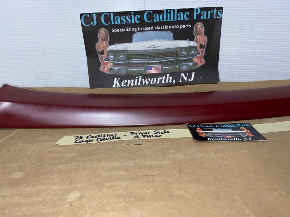 OEM 1971 1972 1973 1974 1975 1976 Cadillac Coupe Deville Eldorado Calais LEFT INTERIOR FRONT WINDSHIELD A PILLAR TRIM MOLDING RED - Image 7