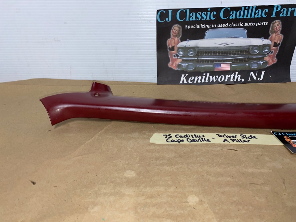 OEM 1971 1972 1973 1974 1975 1976 Cadillac Coupe Deville Eldorado Calais LEFT INTERIOR FRONT WINDSHIELD A PILLAR TRIM MOLDING RED - Image 9