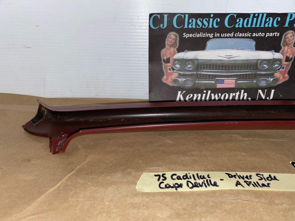 OEM 1971 1972 1973 1974 1975 1976 Cadillac Coupe Deville Eldorado Calais LEFT INTERIOR FRONT WINDSHIELD A PILLAR TRIM MOLDING RED - Image 17