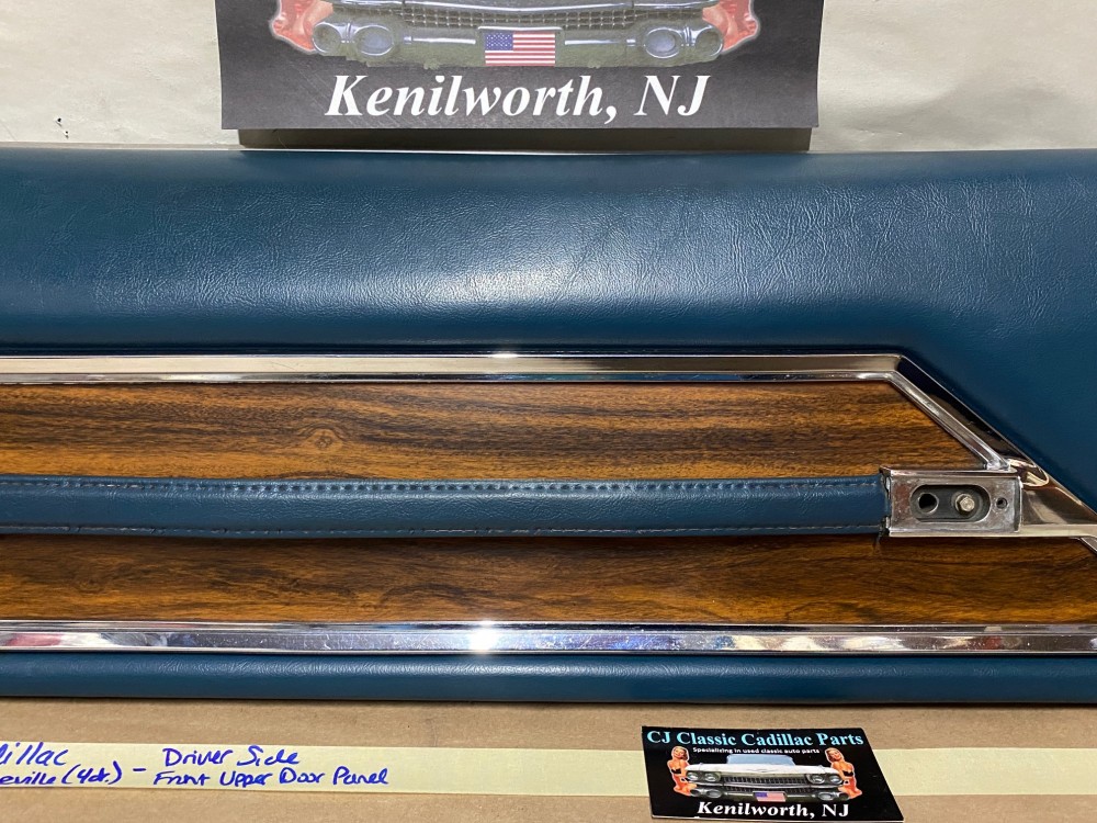 OEM 1971 1972 Cadillac Sedan Deville Fleetwood Calais 4 Door LEFT DRIVER SIDE FRONT UPPER DOOR PANEL TRIM DARK BLUE - Image 6