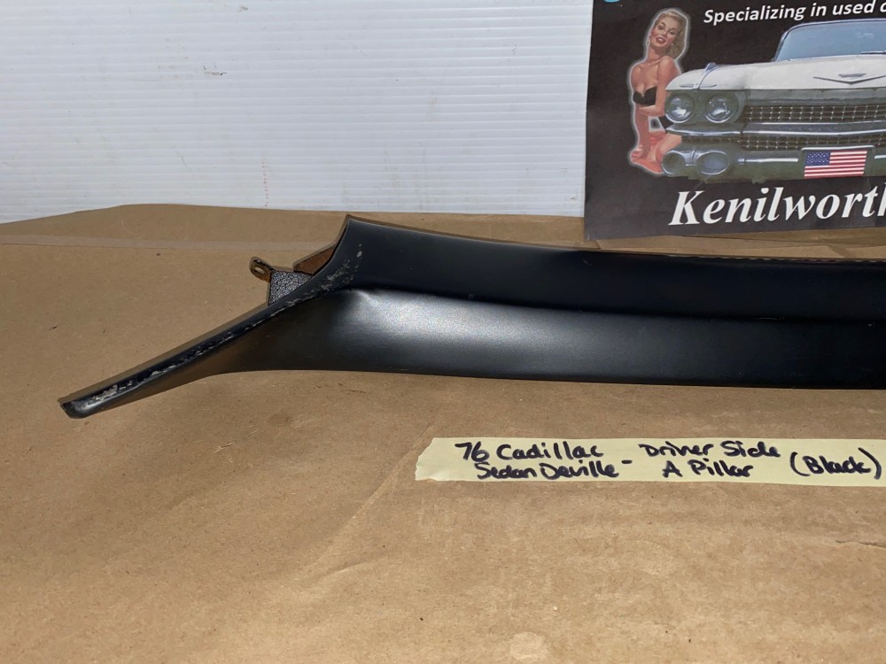 OEM 1974 1975 1976 Cadillac Sedan DeVille Calais Fleetwood RIGHT PASSENGER INTERIOR WINDSHIELD A PILLAR TRIM BLACK - Image 2