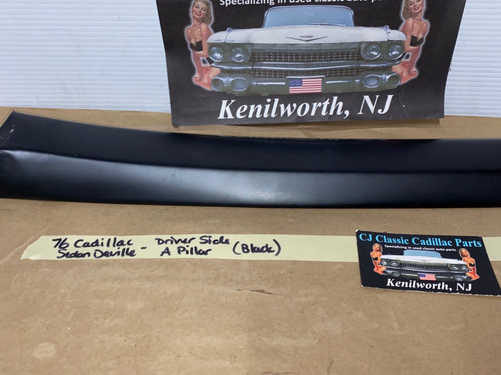 OEM 1974 1975 1976 Cadillac Sedan DeVille Calais Fleetwood RIGHT PASSENGER INTERIOR WINDSHIELD A PILLAR TRIM BLACK - Image 3