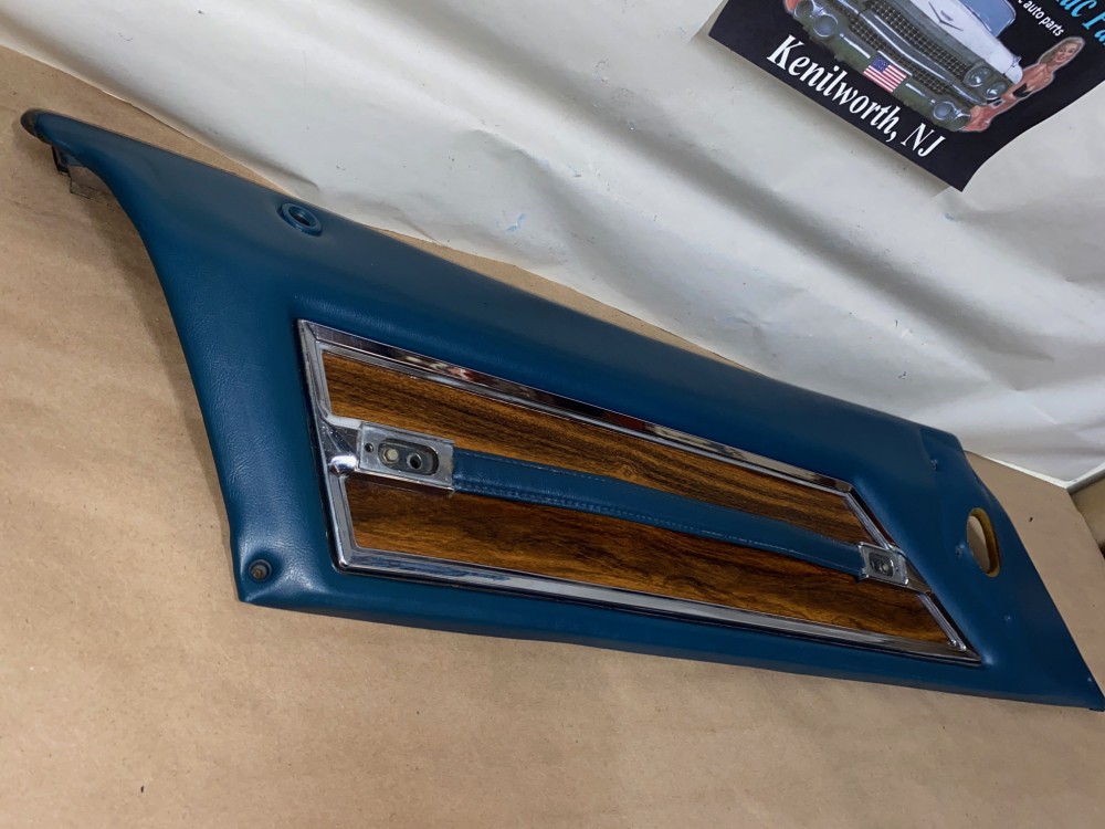 OEM 1971 1972 Cadillac Sedan Deville Fleetwood Calais 4 Door LEFT DRIVER SIDE FRONT UPPER DOOR PANEL TRIM DARK BLUE - Image 11