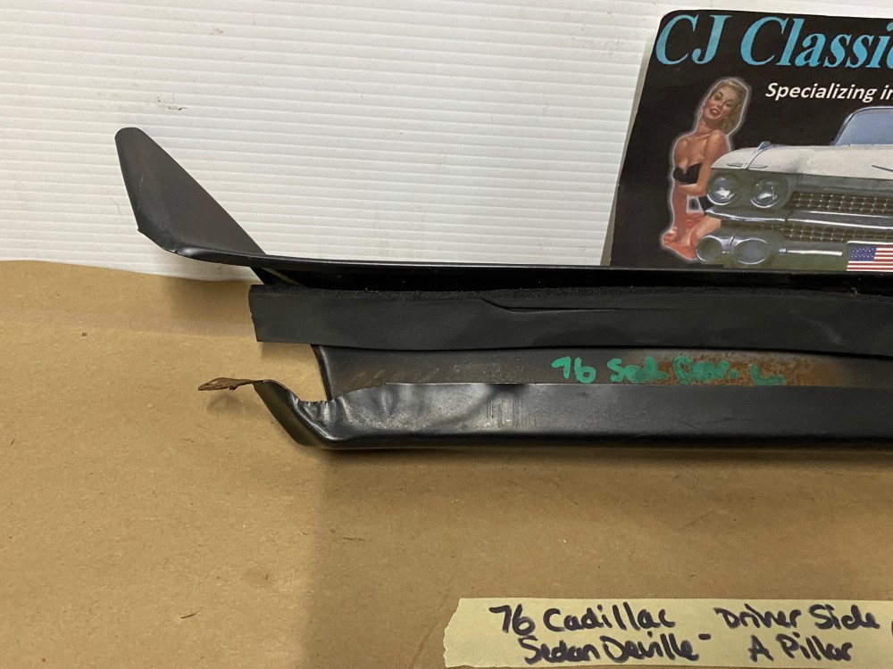 OEM 1974 1975 1976 Cadillac Sedan DeVille Calais Fleetwood RIGHT PASSENGER INTERIOR WINDSHIELD A PILLAR TRIM BLACK - Image 17
