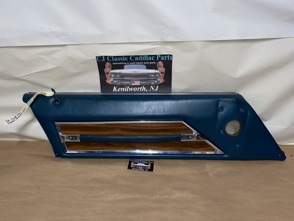 OEM 1971 1972 Cadillac Sedan Deville Fleetwood Calais 4 Door LEFT DRIVER SIDE FRONT UPPER DOOR PANEL TRIM DARK BLUE - Image 23