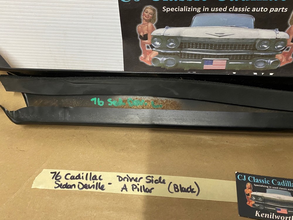 OEM 1974 1975 1976 Cadillac Sedan DeVille Calais Fleetwood RIGHT PASSENGER INTERIOR WINDSHIELD A PILLAR TRIM BLACK - Image 18