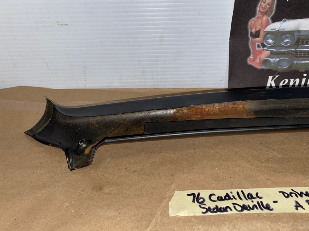 OEM 1974 1975 1976 Cadillac Sedan DeVille Calais Fleetwood RIGHT PASSENGER INTERIOR WINDSHIELD A PILLAR TRIM BLACK - Image 21