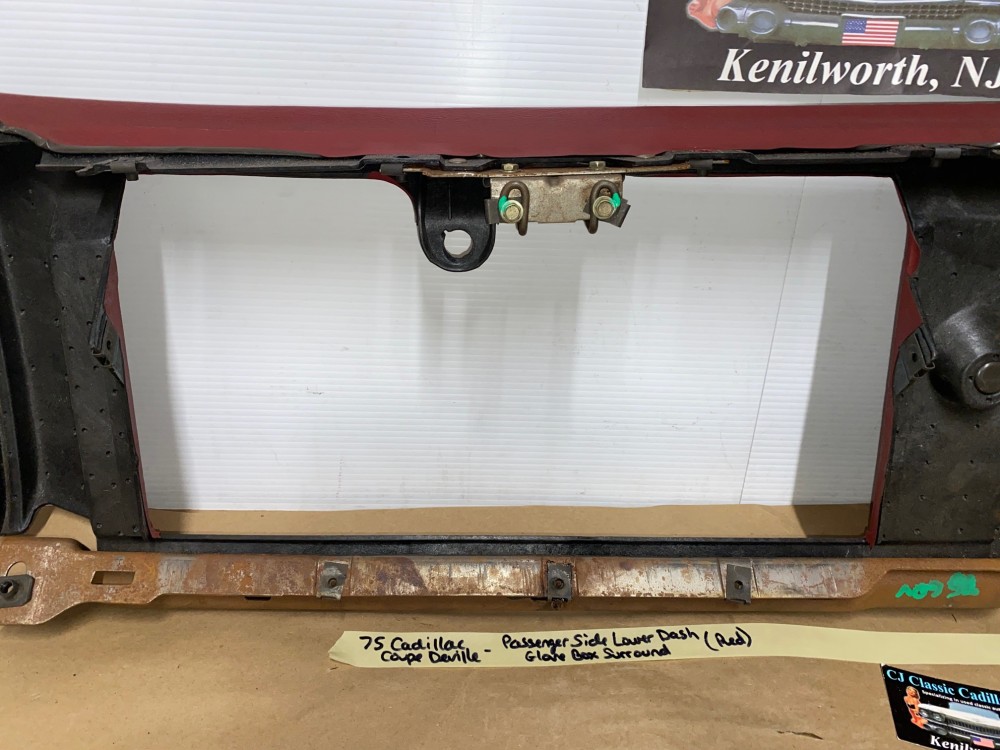 OEM 1974 1975 1976 Cadillac Deville Eldorado Calais PASSENGER SIDE RIGHT LOWER DASH TRIM GLOVE BOX SURROUND RED #1602492 - Image 18