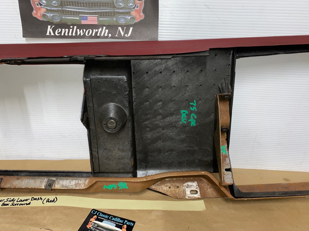 OEM 1974 1975 1976 Cadillac Deville Eldorado Calais PASSENGER SIDE RIGHT LOWER DASH TRIM GLOVE BOX SURROUND RED #1602492 - Image 19