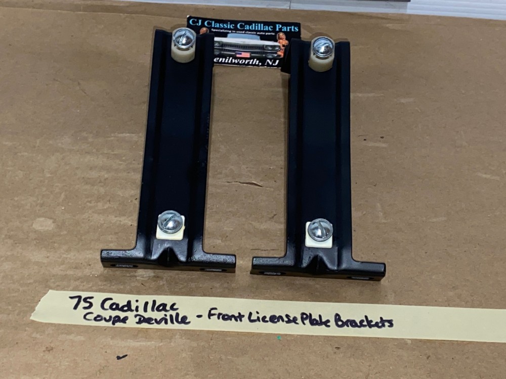 OEM 1975 1976 Cadillac Eldorado Deville Fleetwood Calais FRONT BUMPER LICENSE PLATE MOUNTING BRACKETS - PAIR #1605359 - Image 7
