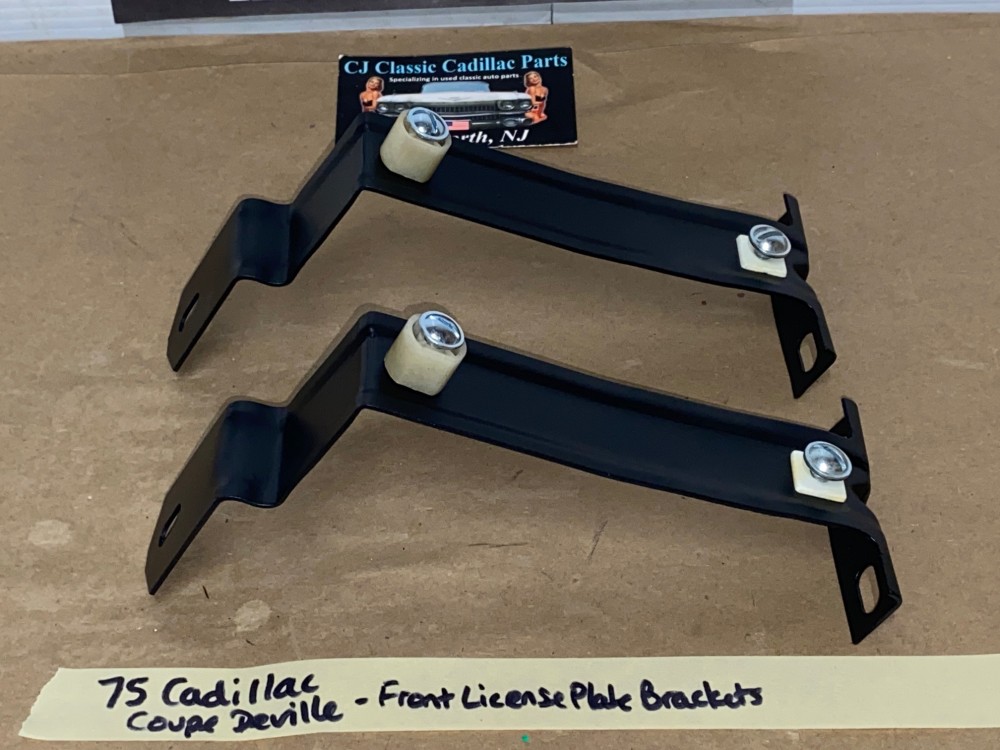 OEM 1975 1976 Cadillac Eldorado Deville Fleetwood Calais FRONT BUMPER LICENSE PLATE MOUNTING BRACKETS - PAIR #1605359 - Image 4