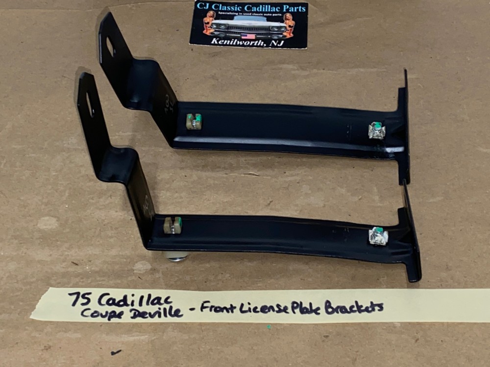 OEM 1975 1976 Cadillac Eldorado Deville Fleetwood Calais FRONT BUMPER LICENSE PLATE MOUNTING BRACKETS - PAIR #1605359 - Image 12