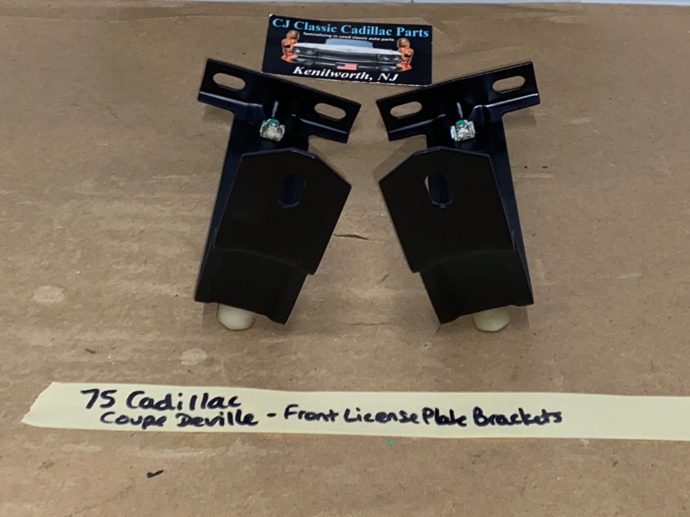 OEM 1975 1976 Cadillac Eldorado Deville Fleetwood Calais FRONT BUMPER LICENSE PLATE MOUNTING BRACKETS - PAIR #1605359 - Image 11