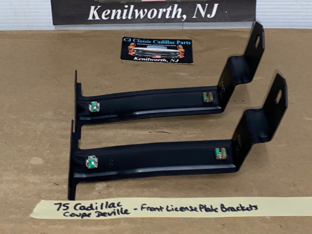 OEM 1975 1976 Cadillac Eldorado Deville Fleetwood Calais FRONT BUMPER LICENSE PLATE MOUNTING BRACKETS - PAIR #1605359 - Image 10