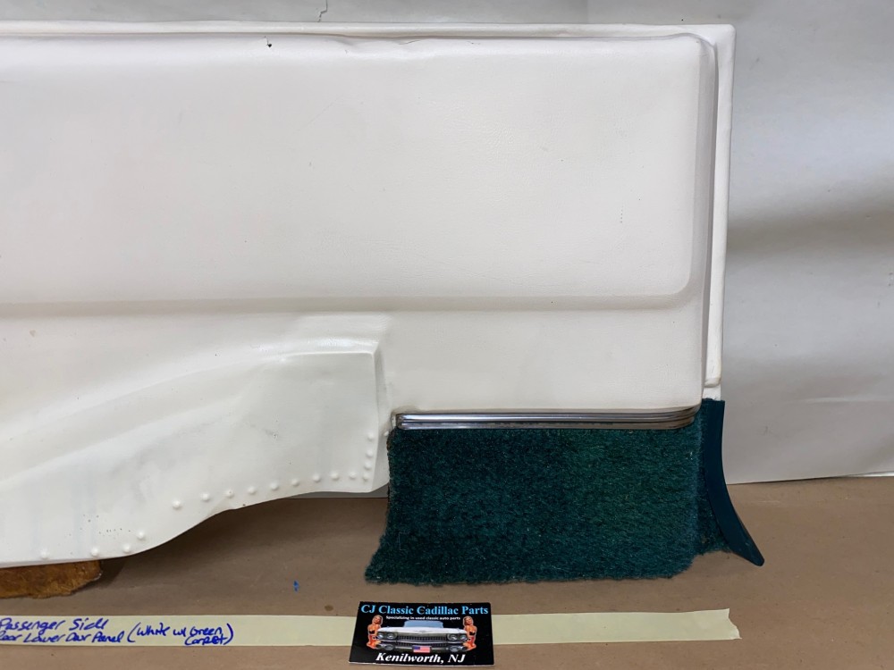 OEM 1971 1972 1973 1974 1975 1976 Cadillac Coupe Deville Calais 2 Dr LEFT DRIVER SIDE REAR LOWER DOOR PANEL ARM REST ~ WHITE WITH GREEN CARPET - Image 7