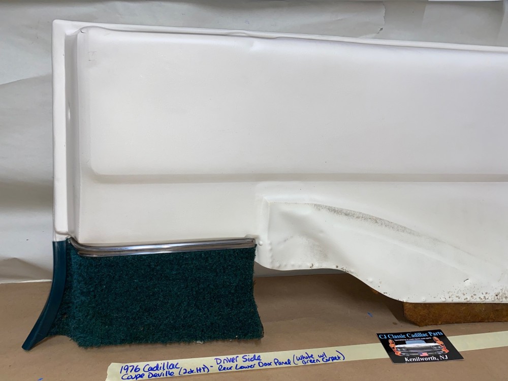 OEM 1971 1972 1973 1974 1975 1976 Cadillac Coupe Deville Calais 2 Dr RIGHT PASSENGER SIDE REAR LOWER DOOR PANEL ARM REST ~ WHITE WITH GREEN CARPET - Image 5