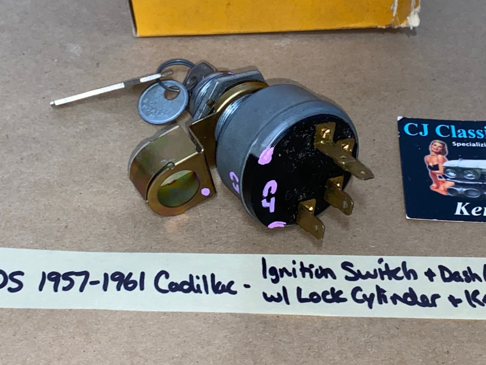 NOS 1957 1958 1959 1960 1961 CADILLAC IGNITION SWITCH DASH LIGHT BRACKET WITH LOCK CYLINDER & KEY - Image 6