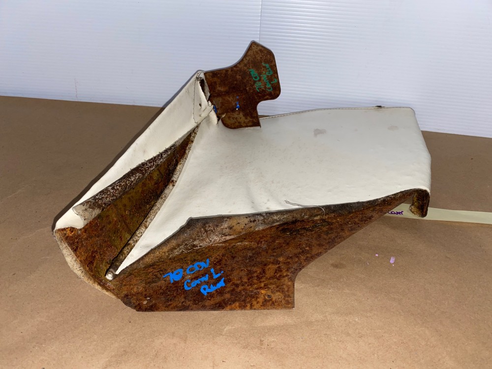 OEM 1969 1970 Cadillac Coupe Deville Convertible LEFT DRIVER SIDE REAR SEAT FILLER CONVERTIBLE TOP PISTON COVER TRIM - WHITE - Image 8