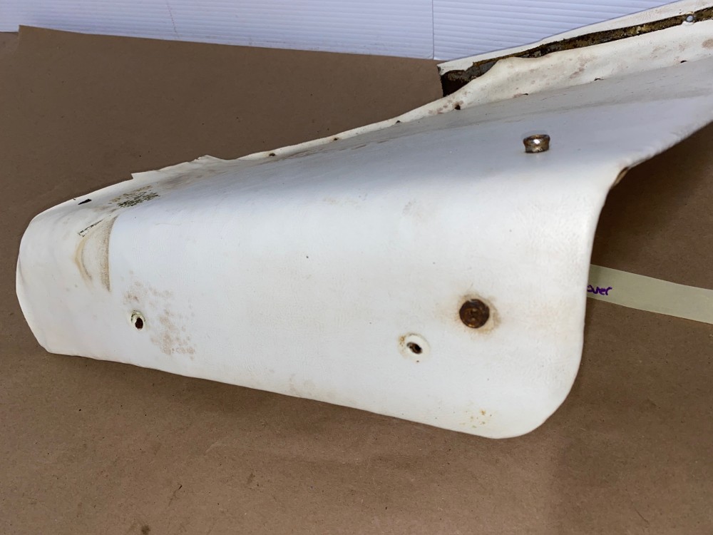 OEM 1969 1970 Cadillac Coupe Deville Convertible LEFT DRIVER SIDE REAR SEAT FILLER CONVERTIBLE TOP PISTON COVER TRIM - WHITE - Image 13