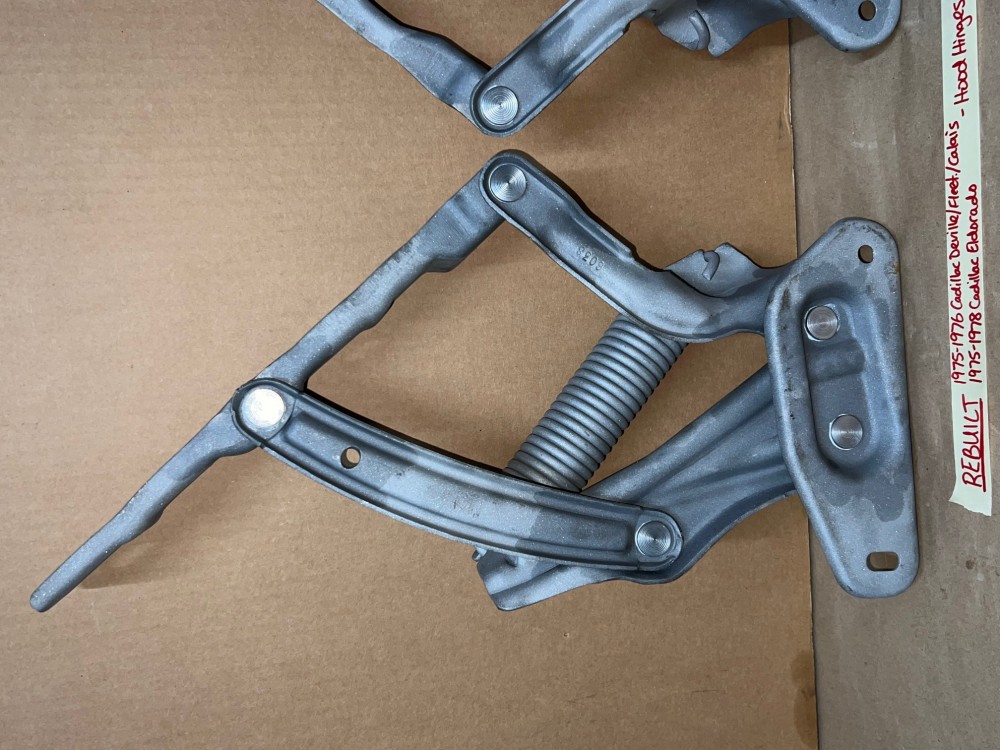 1975 1976 Cadillac Deville Calais Fleetwood Commercial Chassis 1975 1976 1977 1978 Eldorado REBUILT HOOD HINGES WITH SPRINGS PAIR - Image 10