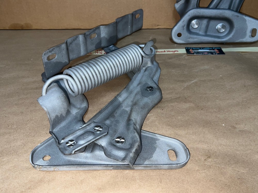 1975 1976 Cadillac Deville Calais Fleetwood Commercial Chassis 1975 1976 1977 1978 Eldorado REBUILT HOOD HINGES WITH SPRINGS PAIR - Image 6