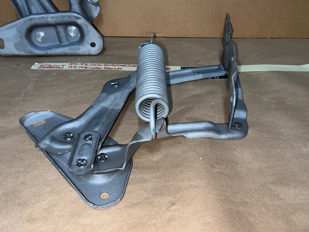 1975 1976 Cadillac Deville Calais Fleetwood Commercial Chassis 1975 1976 1977 1978 Eldorado REBUILT HOOD HINGES WITH SPRINGS PAIR - Image 8