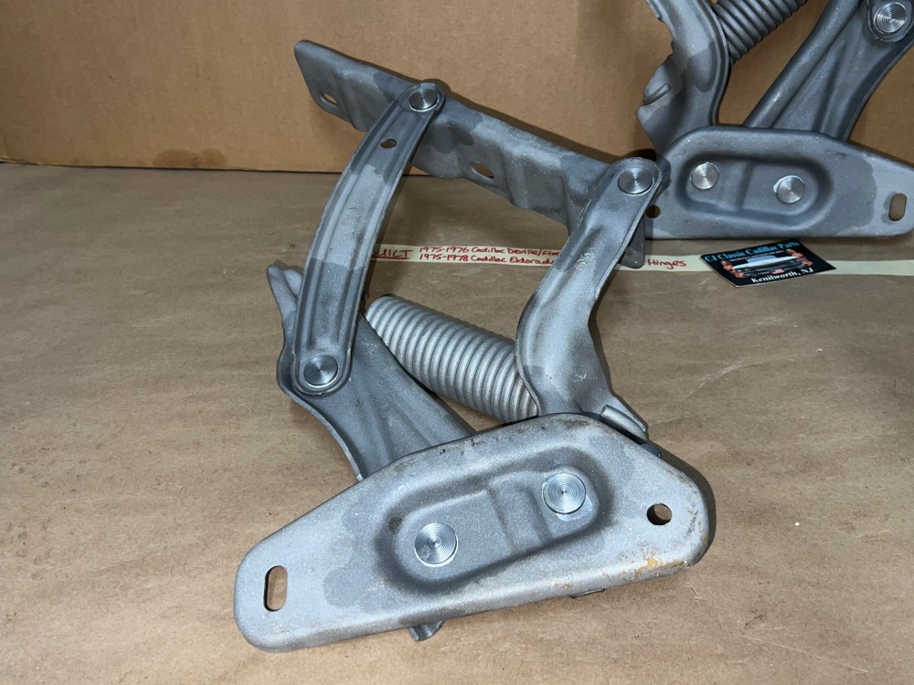1975 1976 Cadillac Deville Calais Fleetwood Commercial Chassis 1975 1976 1977 1978 Eldorado REBUILT HOOD HINGES WITH SPRINGS PAIR - Image 19