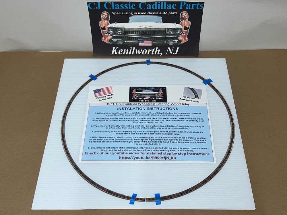 NEW 1971 1972 1973 1974 1975 1976 1977 1978 Cadillac Eldorado Deville Fleetwood Calais Steering Wheel Woodgrain Insert Inlay Trim - Made in USA - Image 10