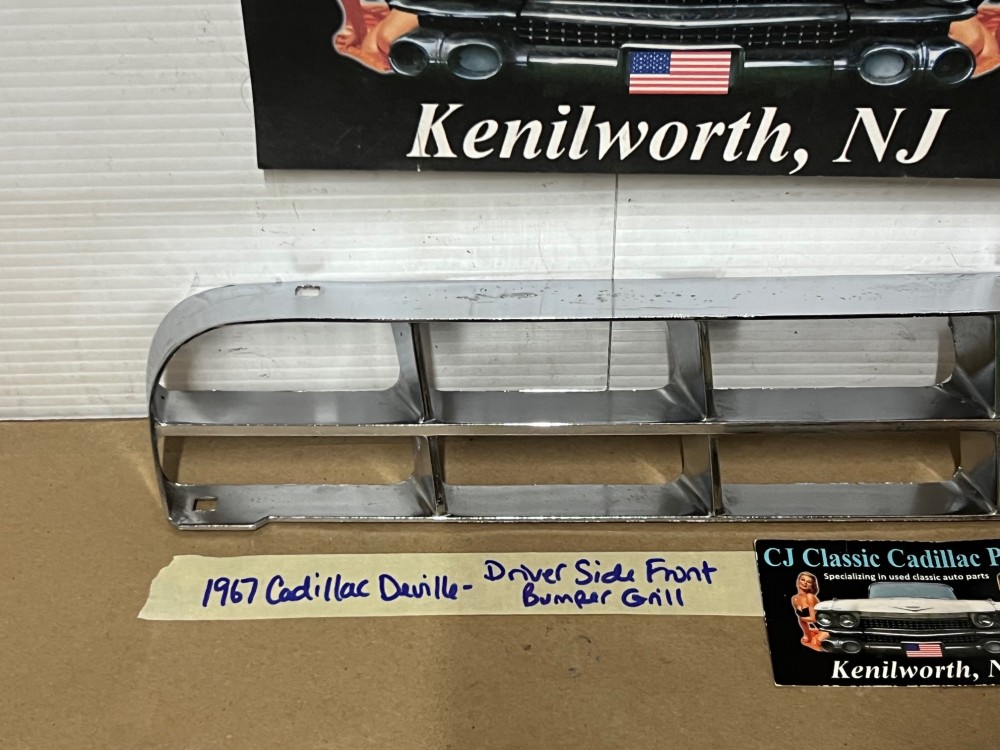 OEM 1967 Cadillac Deville Calais Fleetwood Commercial Chassis LEFT DRIVER SIDE FRONT BUMPER GRILL #1487633 - Image 2