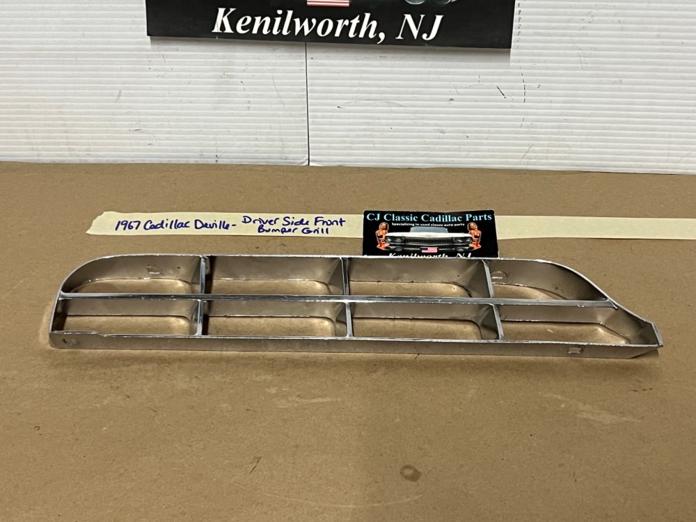 OEM 1967 Cadillac Deville Calais Fleetwood Commercial Chassis LEFT DRIVER SIDE FRONT BUMPER GRILL #1487633 - Image 4