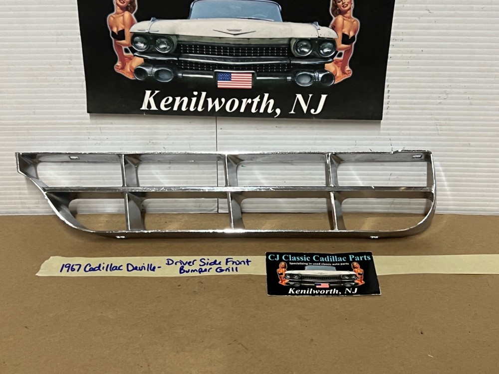OEM 1967 Cadillac Deville Calais Fleetwood Commercial Chassis LEFT DRIVER SIDE FRONT BUMPER GRILL #1487633 - Image 6