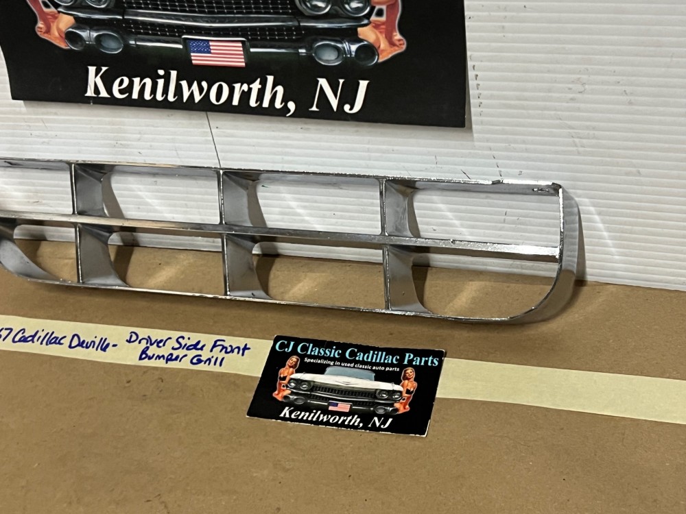 OEM 1967 Cadillac Deville Calais Fleetwood Commercial Chassis LEFT DRIVER SIDE FRONT BUMPER GRILL #1487633 - Image 7