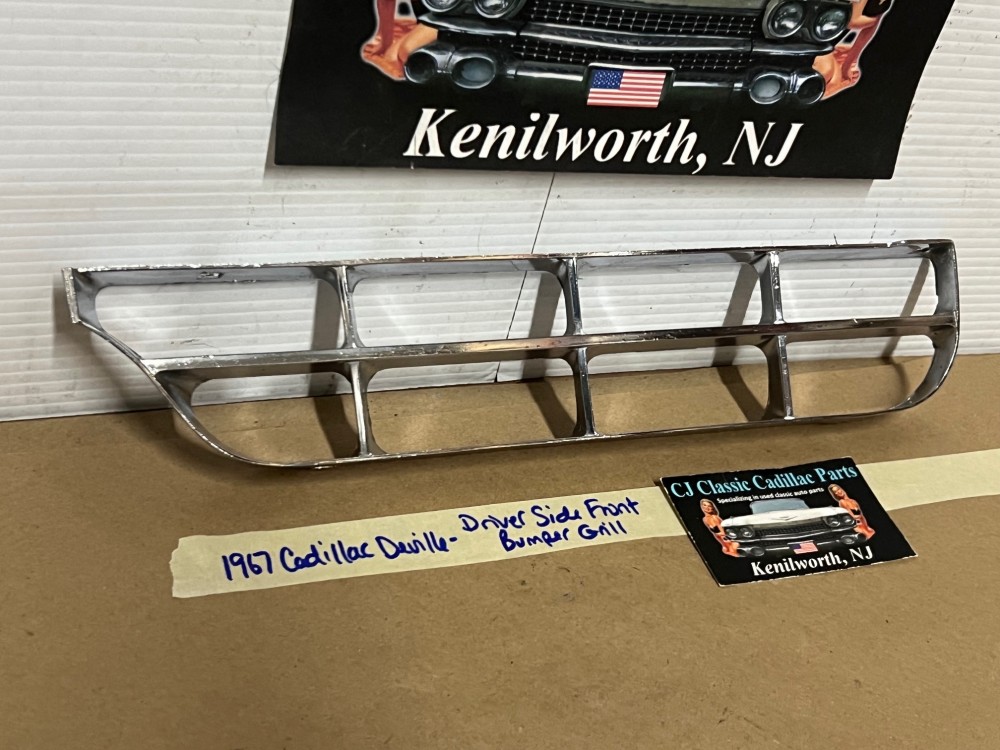 OEM 1967 Cadillac Deville Calais Fleetwood Commercial Chassis LEFT DRIVER SIDE FRONT BUMPER GRILL #1487633 - Image 8