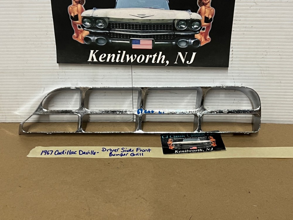 OEM 1967 Cadillac Deville Calais Fleetwood Commercial Chassis LEFT DRIVER SIDE FRONT BUMPER GRILL #1487633 - Image 11