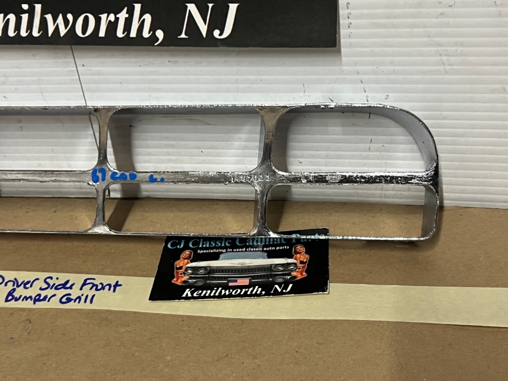 OEM 1967 Cadillac Deville Calais Fleetwood Commercial Chassis LEFT DRIVER SIDE FRONT BUMPER GRILL #1487633 - Image 12