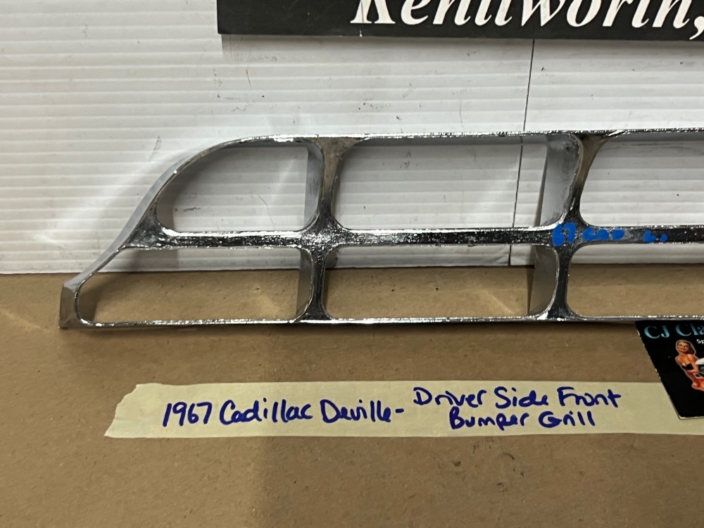 OEM 1967 Cadillac Deville Calais Fleetwood Commercial Chassis LEFT DRIVER SIDE FRONT BUMPER GRILL #1487633 - Image 13
