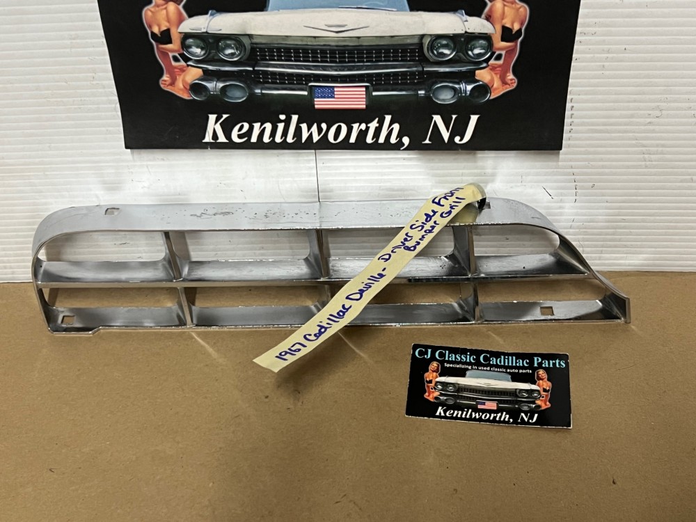 OEM 1967 Cadillac Deville Calais Fleetwood Commercial Chassis LEFT DRIVER SIDE FRONT BUMPER GRILL #1487633 - Image 15