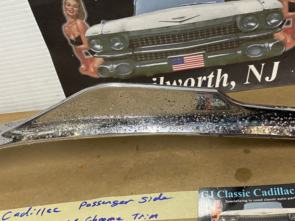 OEM 1959 Cadillac Deville Eldorado Fleetwood RIGHT PASSENGER SIDE FRONT FENDER GUNSIGHT CHROME TRIM MOLDING #1470534 - Image 12