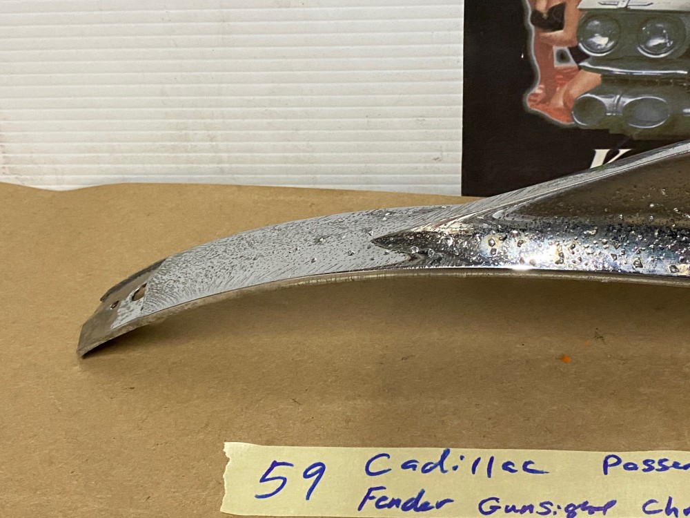 OEM 1959 Cadillac Deville Eldorado Fleetwood RIGHT PASSENGER SIDE FRONT FENDER GUNSIGHT CHROME TRIM MOLDING #1470534 - Image 11